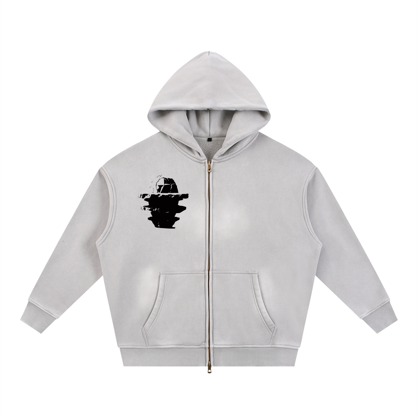 Sunfade Two-way Zipper Boxy Fleece Hoodie