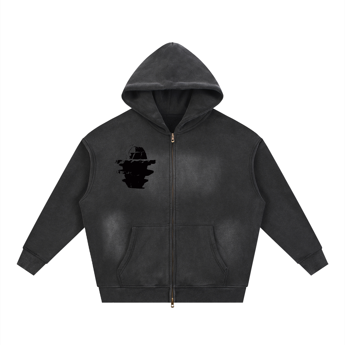 Sunfade Two-way Zipper Boxy Fleece Hoodie