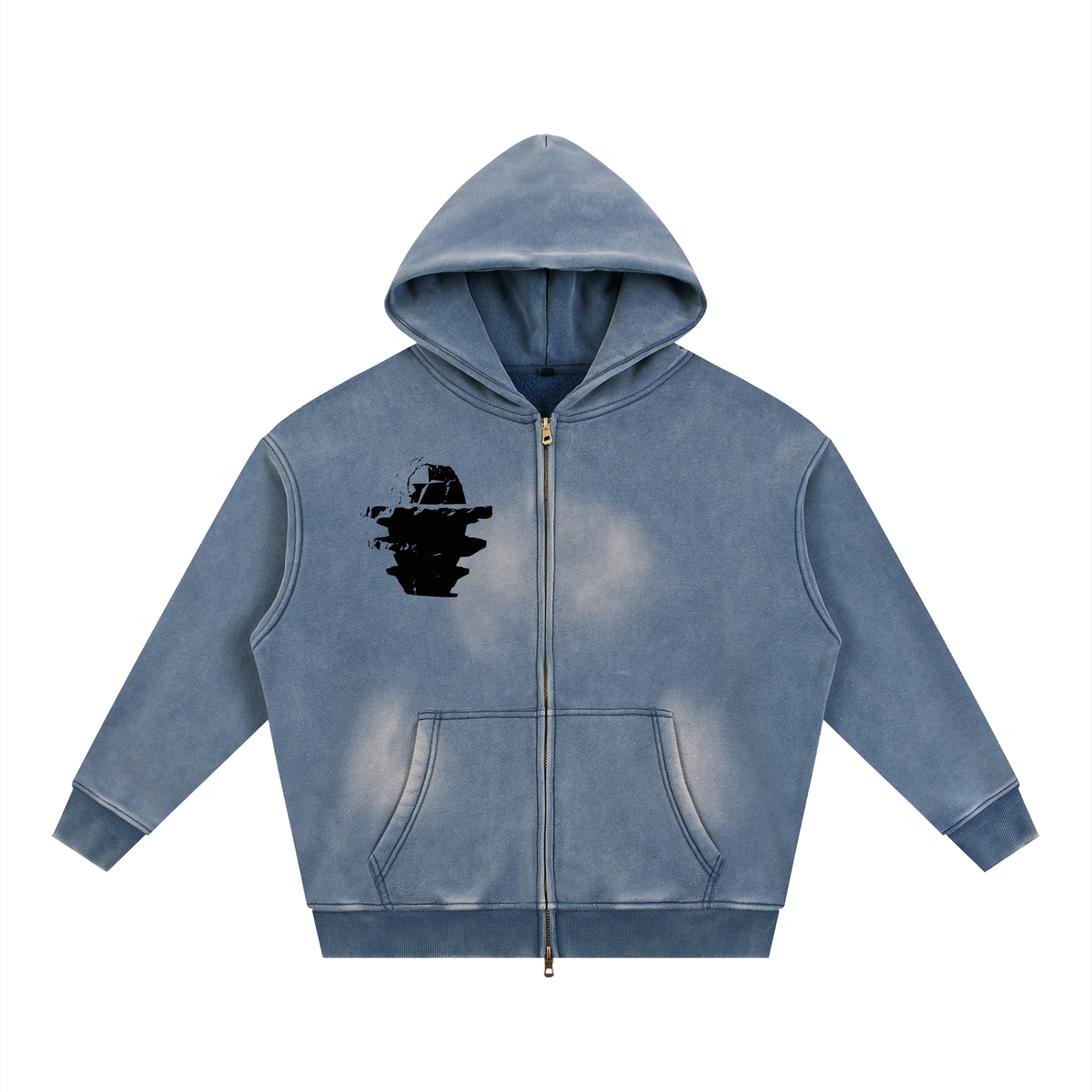 Sunfade Two-way Zipper Boxy Fleece Hoodie