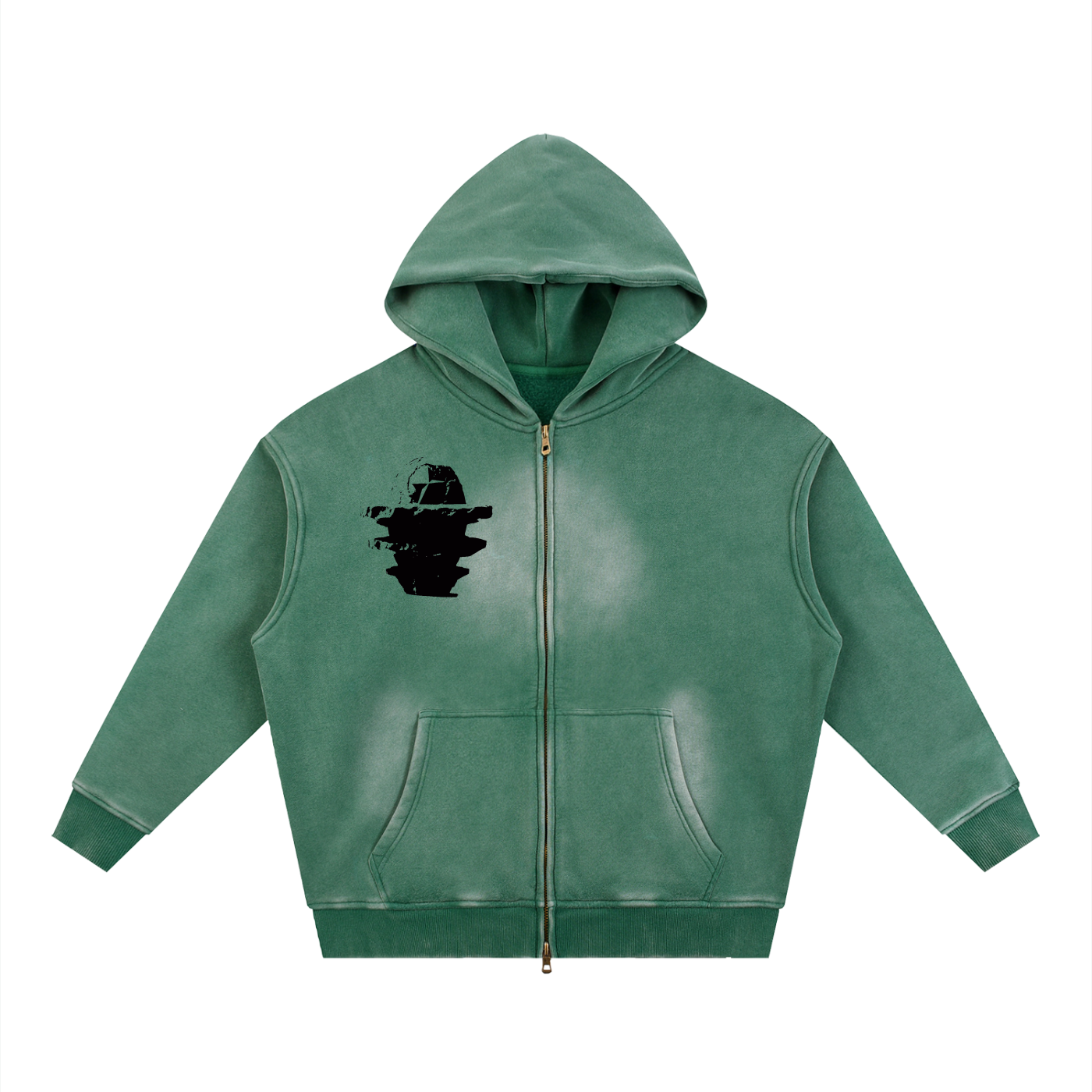 Sunfade Two-way Zipper Boxy Fleece Hoodie